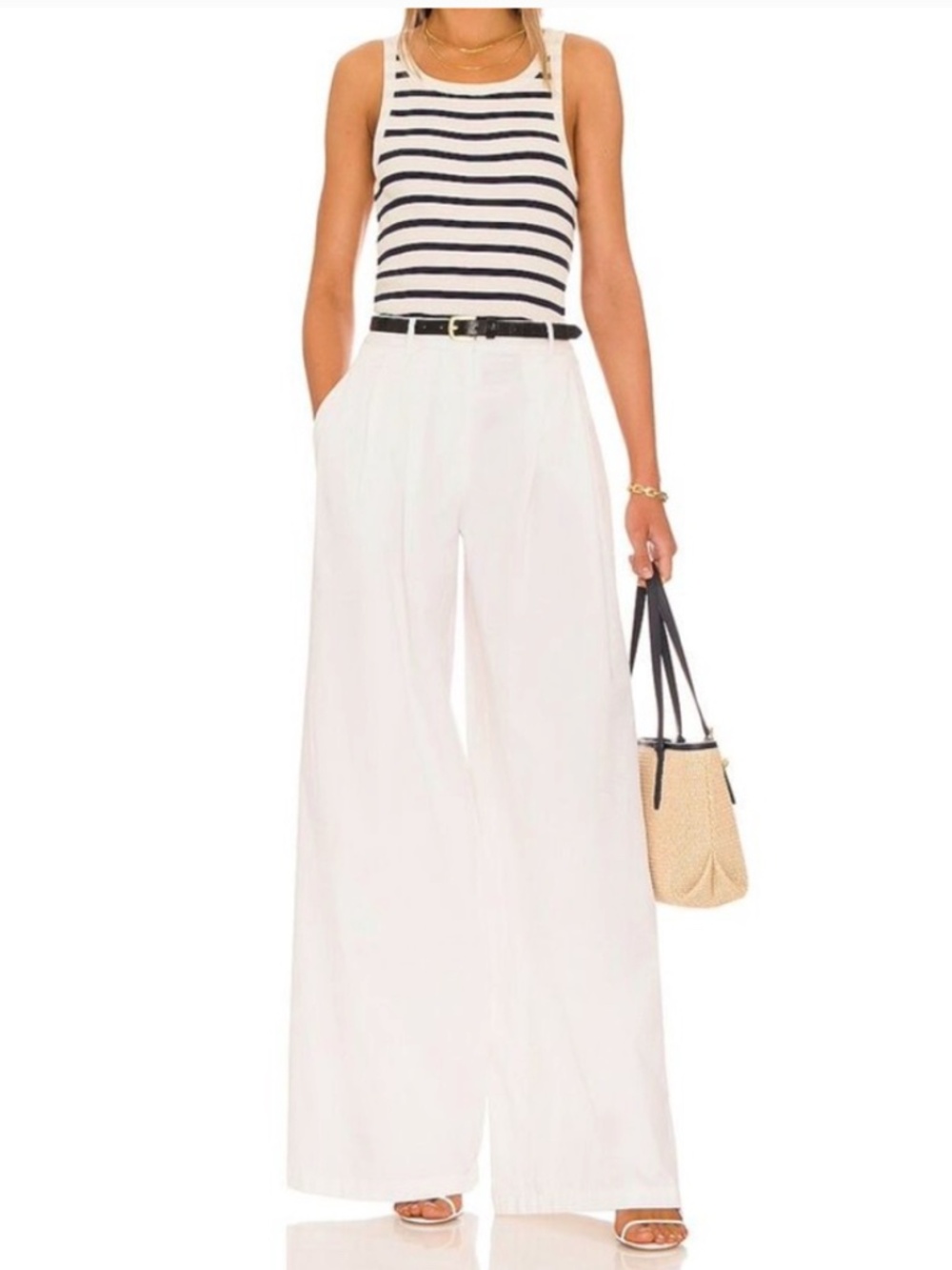 NEW Nili Lotan Dillon Extra Wide-Leg Pants White Size 8 NWT